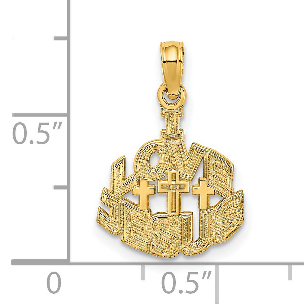 I LOVE JESUS Cross Charm Pendant in Real 14k Yellow Gold