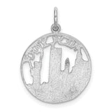 14k White Gold New York Skyline Pendant with Statue of Liberty and Twin Towers