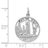 14k White Gold New York Skyline Pendant with Statue of Liberty and Twin Towers