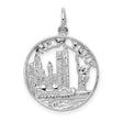 14k White Gold New York Skyline Pendant with Statue of Liberty and Twin Towers