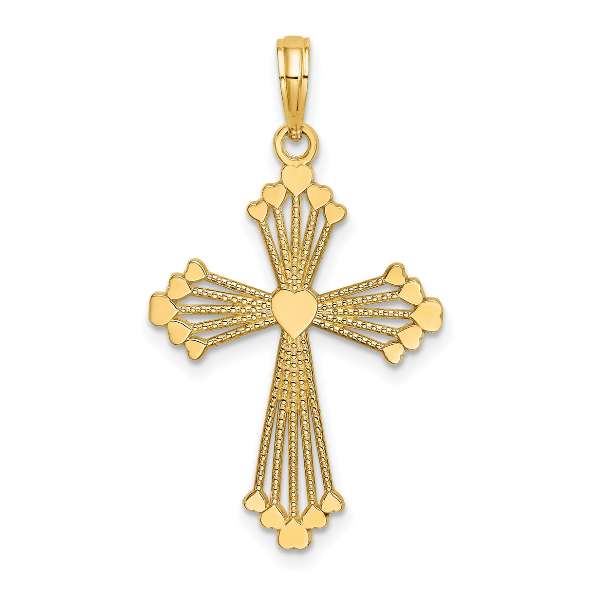 Cross Heart Center Charm Pendant in Real 14k Yellow Gold