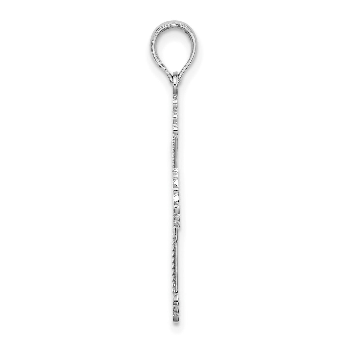 14k White Gold Cross Pendant with Heart Center, Symbol of Faith and Love, Unisex Religious Jewelry