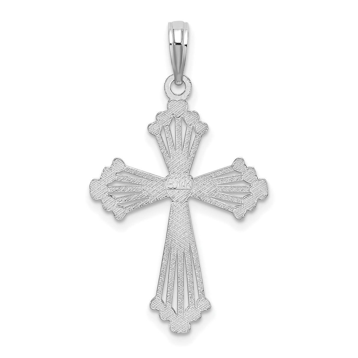 14k White Gold Cross Pendant with Heart Center, Symbol of Faith and Love, Unisex Religious Jewelry