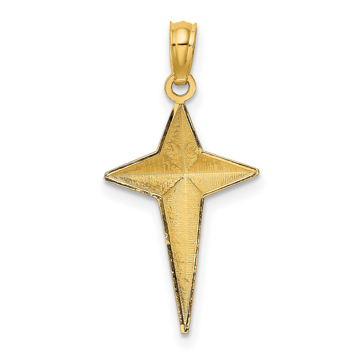 Polished Triangle Tipped Cross Charm Pendant in Real 14k Yellow Gold