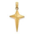 Polished Triangle Tipped Cross Charm Pendant in Real 14k Yellow Gold