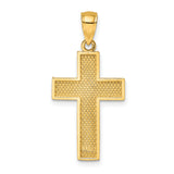 Block Cross Charm Pendant in Real 14k Yellow Gold