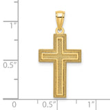 Block Cross Charm Pendant in Real 14k Yellow Gold