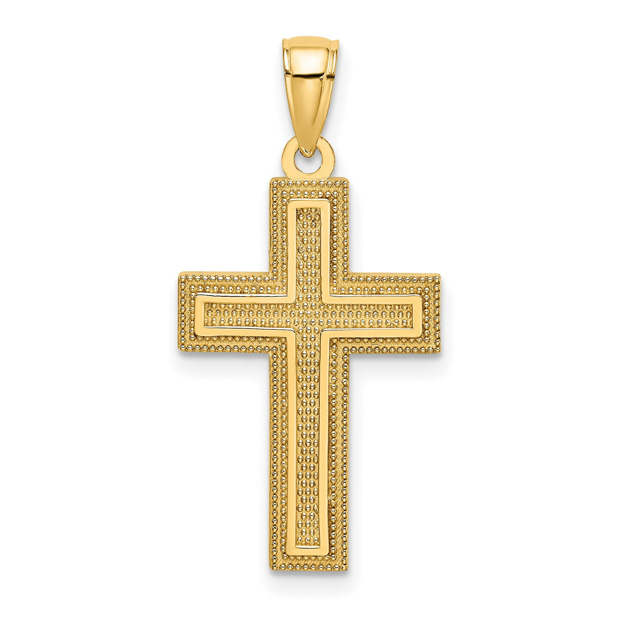 Block Cross Charm Pendant in Real 14k Yellow Gold