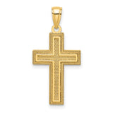 Block Cross Charm Pendant in Real 14k Yellow Gold