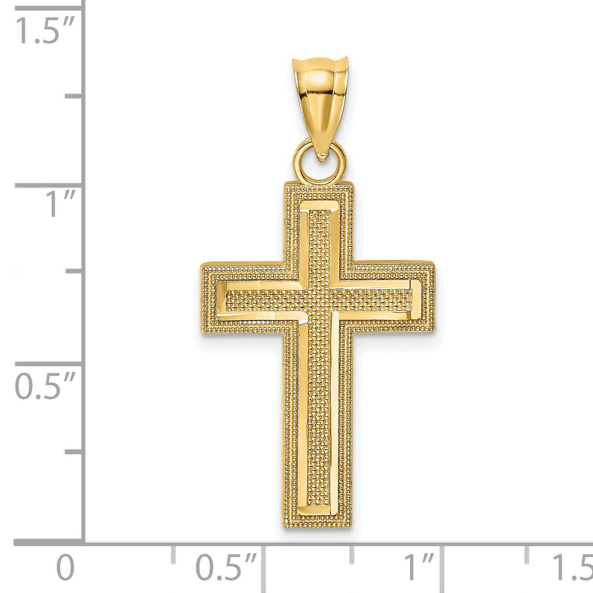 Block Cross Charm Pendant in Real 14k Yellow Gold