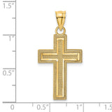 Block Cross Charm Pendant in Real 14k Yellow Gold