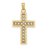 Filigree Beaded Outline Cross Charm Pendant in Real 14k Yellow Gold