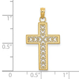 Filigree Beaded Outline Cross Charm Pendant in Real 14k Yellow Gold