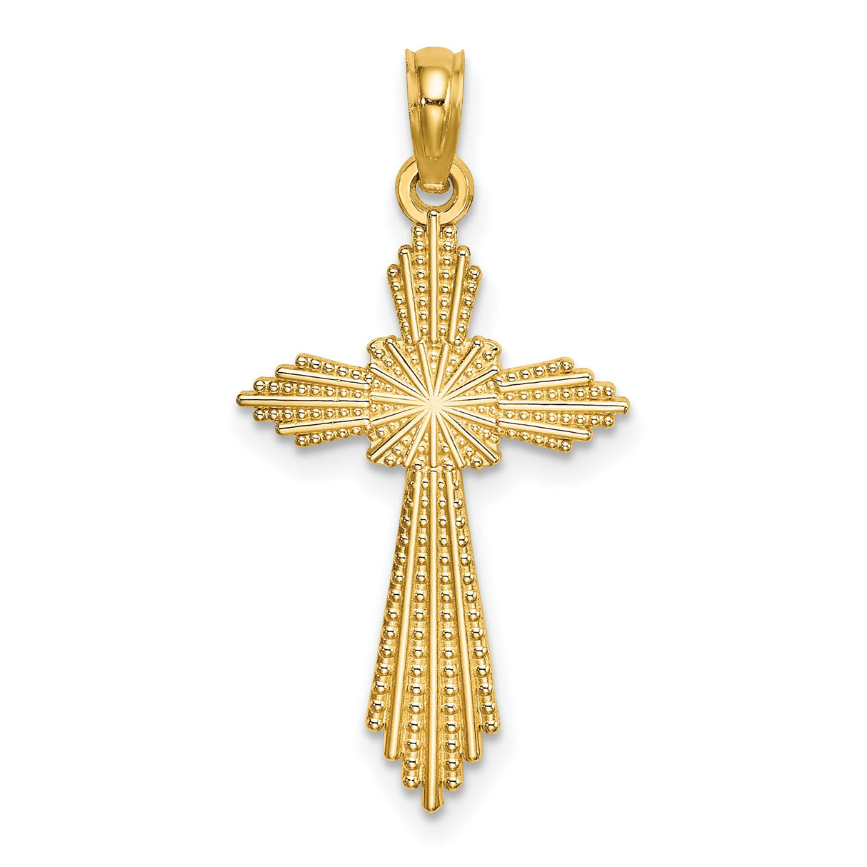 Pointed Ends Fancy Cross Charm Pendant in Real 14k Yellow Gold