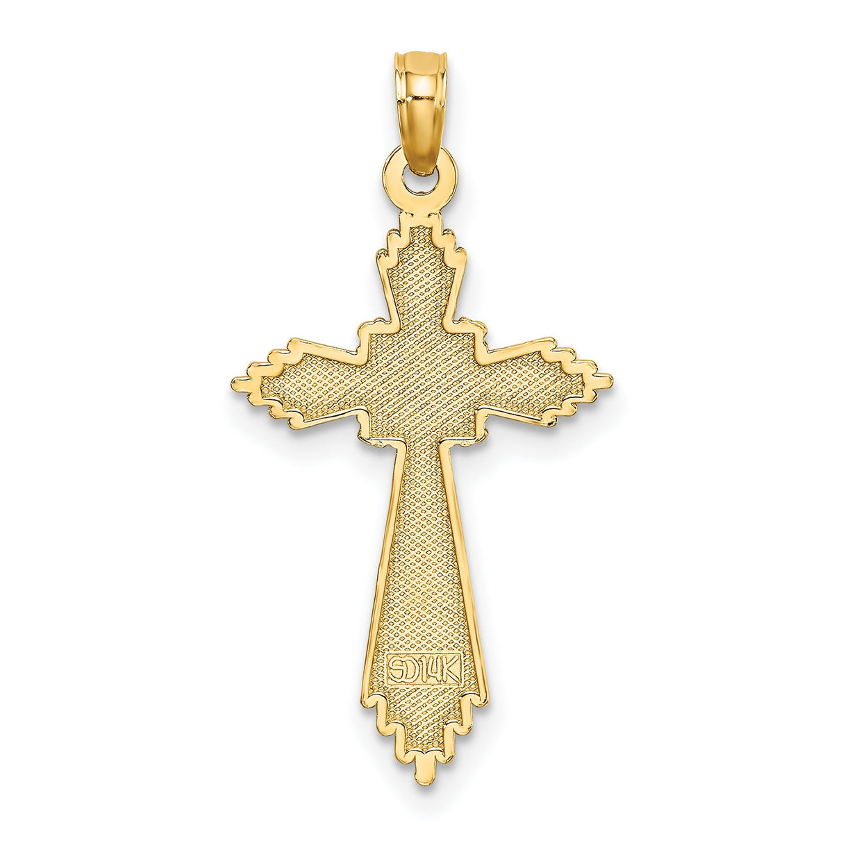 Fancy Cross Charm Pendant in Real 14k Yellow Gold