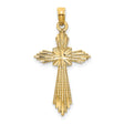 Fancy Cross Charm Pendant in Real 14k Yellow Gold