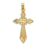 Fancy Cross Charm Pendant in Real 14k Yellow Gold