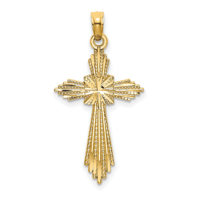 Fancy Cross Charm Pendant in Real 14k Yellow Gold