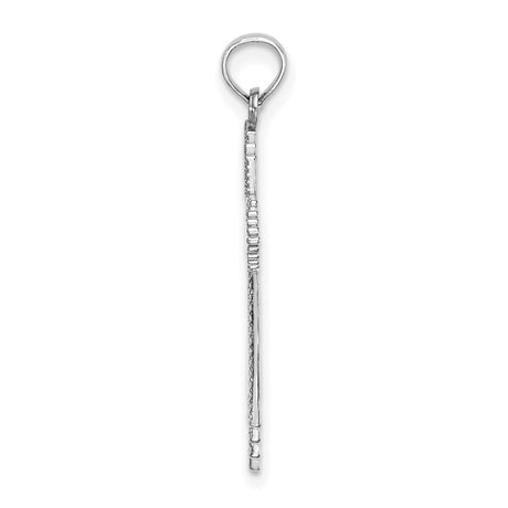 14k White Gold Cross Pendant with Textured Beaded Design, Celestial Motif, Spiritual Jewelry