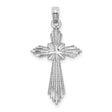 14k White Gold Cross Pendant with Textured Beaded Design, Celestial Motif, Spiritual Jewelry
