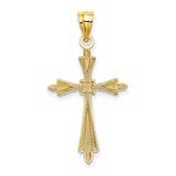 Cross Fancy Edges Charm Pendant in Real 14k Yellow Gold