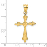 Cross Fancy Edges Charm Pendant in Real 14k Yellow Gold