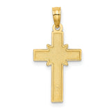 Diamond-Cut Etched Cross Charm Pendant in Real 14k Yellow Gold