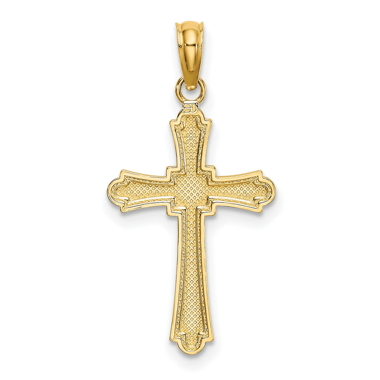 Striped Cross Charm Pendant in Real 14k Yellow Gold