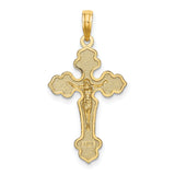 Crucifix Fancy Tips Charm Pendant in Real 14k Yellow Gold