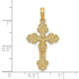 Crucifix Fancy Tips Charm Pendant in Real 14k Yellow Gold