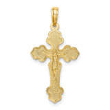 Crucifix with Fancy Tips Charm Pendant in Real 14k Yellow Gold