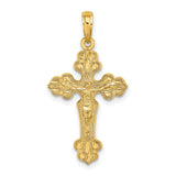 Crucifix with Fancy Tips Charm Pendant in Real 14k Yellow Gold