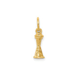 14k Yellow Gold Space Needle Charm Pendant, Seattle Landmark Travel Souvenir Jewelry
