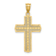 Beaded Cross Charm Pendant in Real 14k Yellow Gold