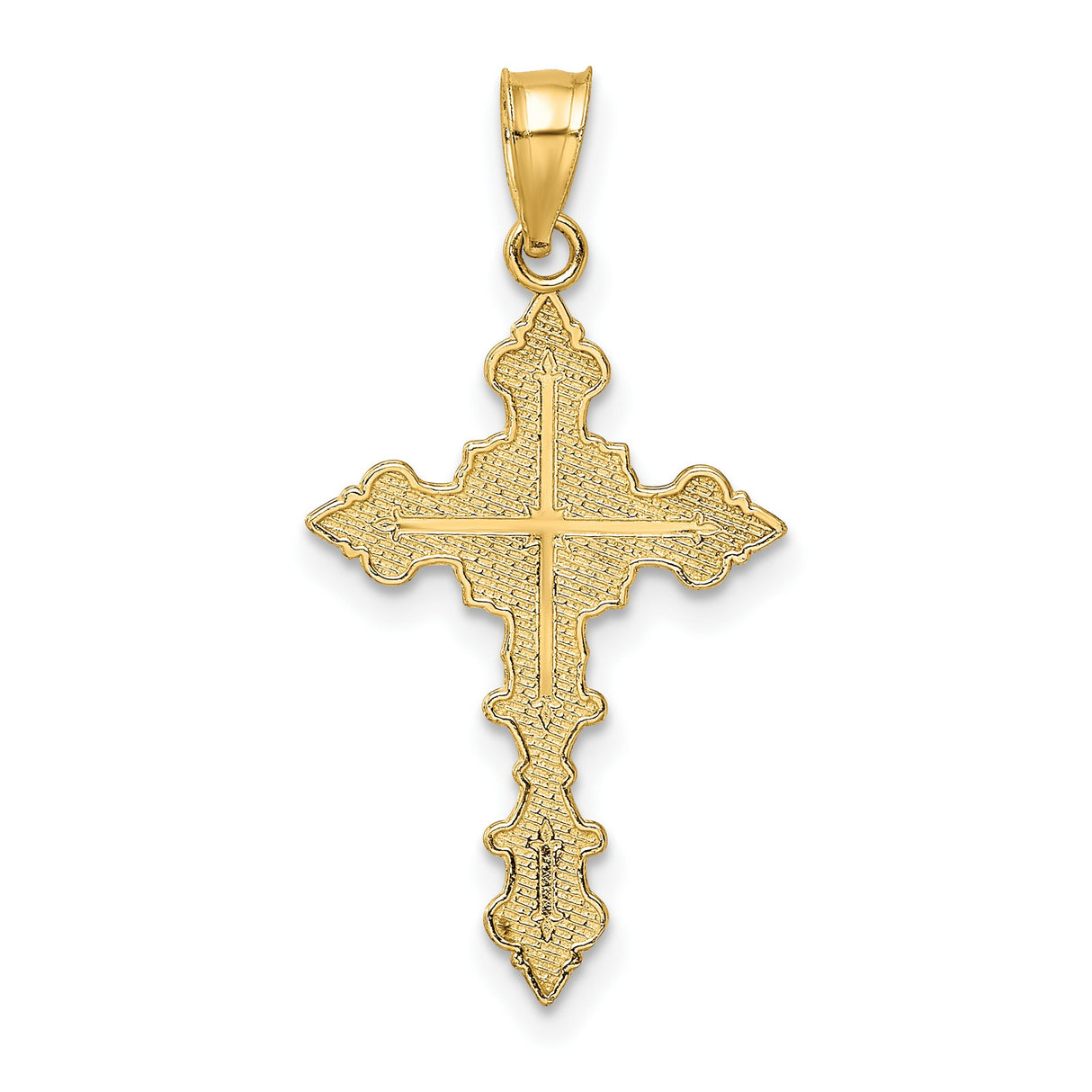 Crucifix Fancy Edges Charm Pendant in Real 14k Yellow Gold