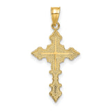 Crucifix Fancy Edges Charm Pendant in Real 14k Yellow Gold