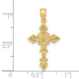 Crucifix Fancy Edges Charm Pendant in Real 14k Yellow Gold