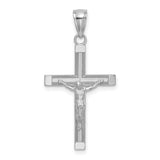14k White Gold Crucifix Cross Pendant with Polished Textured Finish, Jesus Charm Religious Symbol