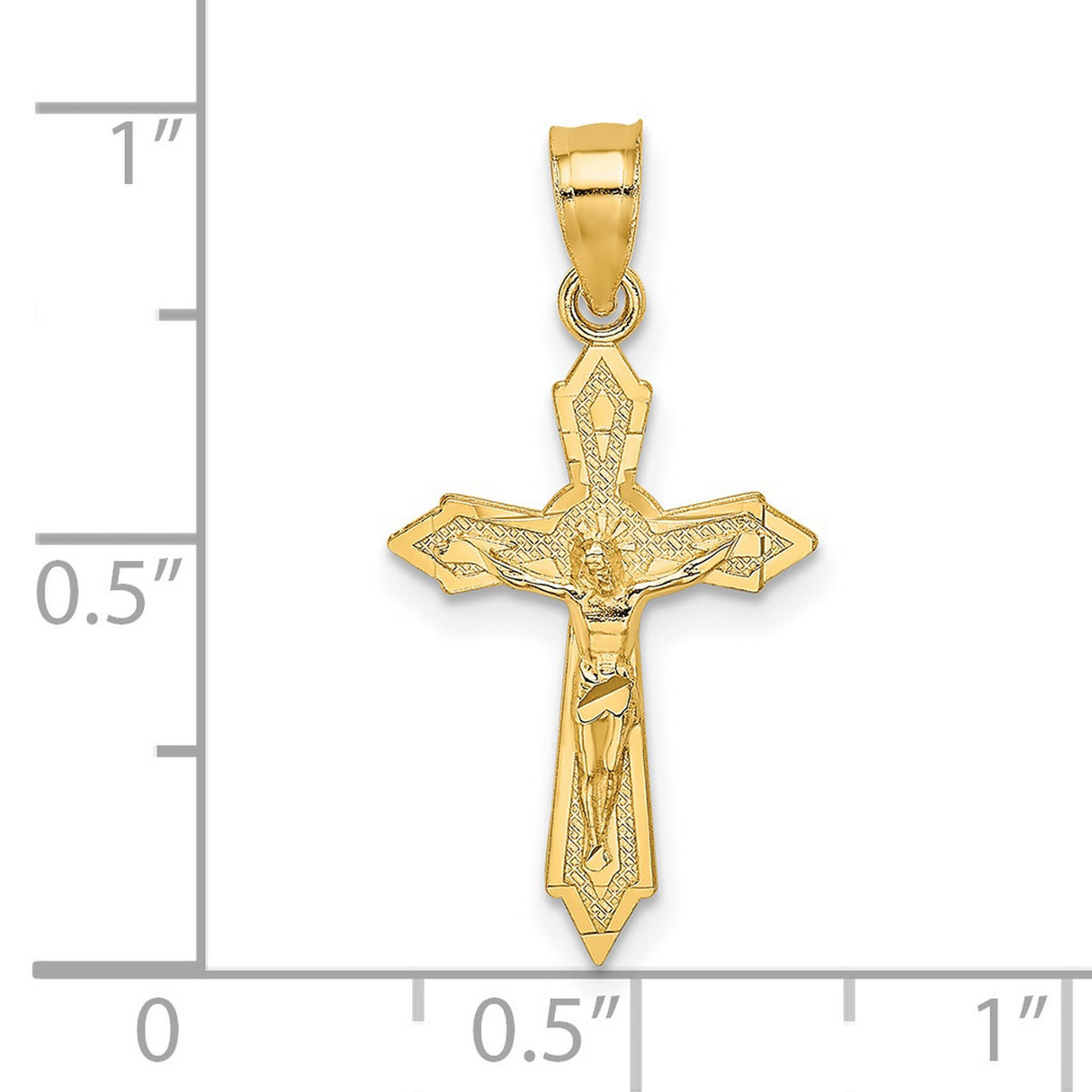 14k Yellow Gold Crucifix Pendant Featuring Jesus on Cross, Christian Religious Jewelry