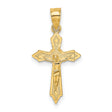 14k Yellow Gold Crucifix Pendant Featuring Jesus on Cross, Christian Religious Jewelry