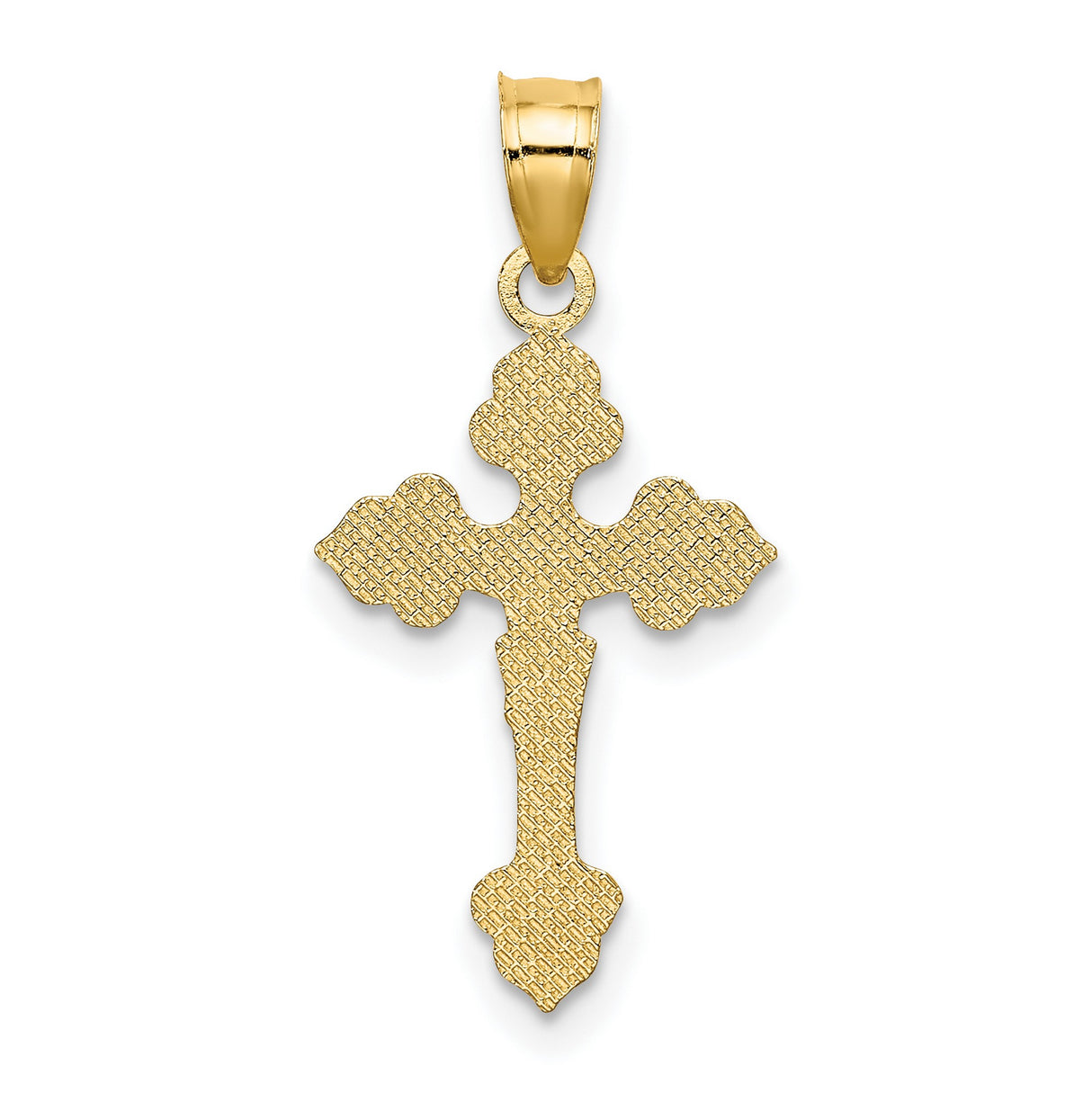 Crucifix Fancy Tips Charm Pendant in Real 14k Yellow Gold