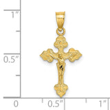 Crucifix Fancy Tips Charm Pendant in Real 14k Yellow Gold