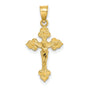 Crucifix Fancy Tips Charm Pendant in Real 14k Yellow Gold