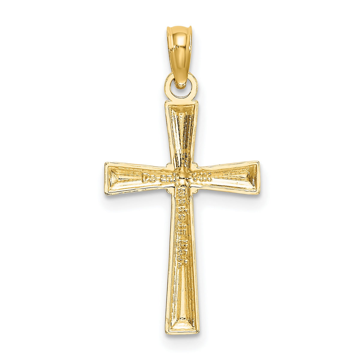 Textured Cross Charm Pendant in Real 14k Yellow Gold