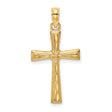 Textured Cross Charm Pendant in Real 14k Yellow Gold