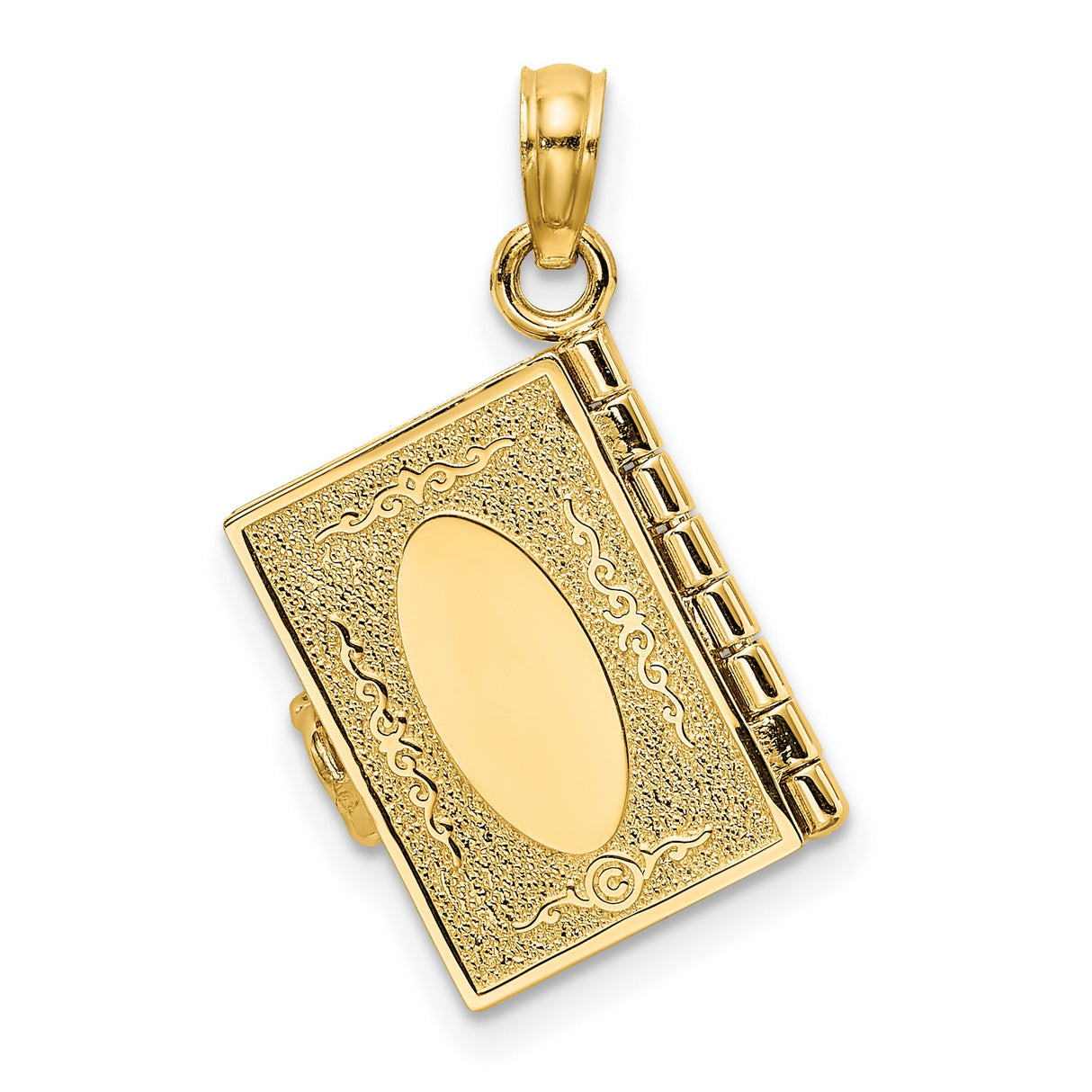 14k Yellow Gold Ten Commandments Book Pendant with Star of David and Hebrew Text