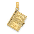 14k Yellow Gold Ten Commandments Book Pendant with Star of David and Hebrew Text