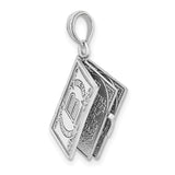 3D Moveable Ten Commandments Book Charm Pendant in Real 14k White Gold