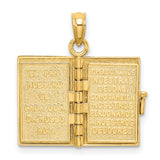 3D Moveable Santa Biblia Book Spanish Bible Charm Pendant in Real 14k Yellow Gold