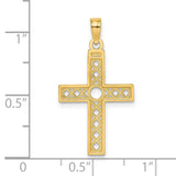 XO Pattern Cross Charm Pendant in Real 14k Yellow Gold